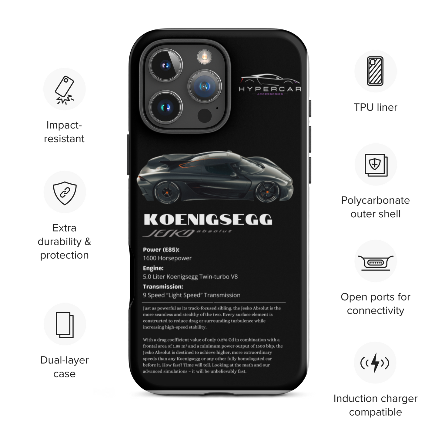 Koenigsegg Jesko Absolut - Midnight iPhone 16 Pro Max Case